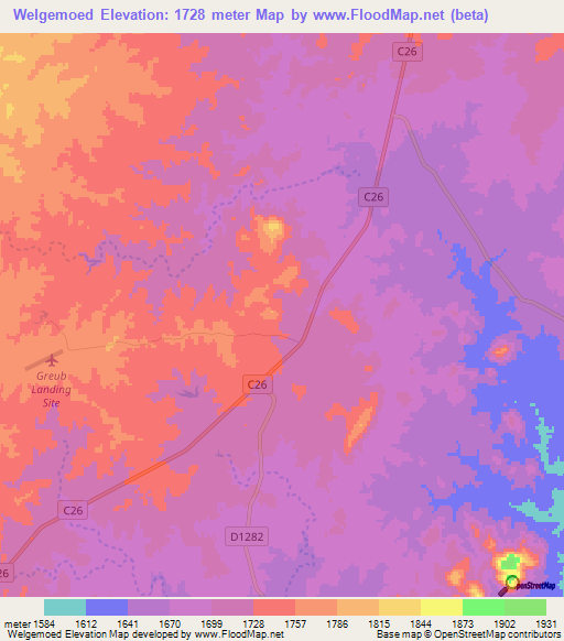 Welgemoed,Namibia Elevation Map