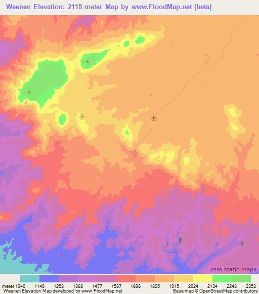 Weenen,Namibia Elevation Map