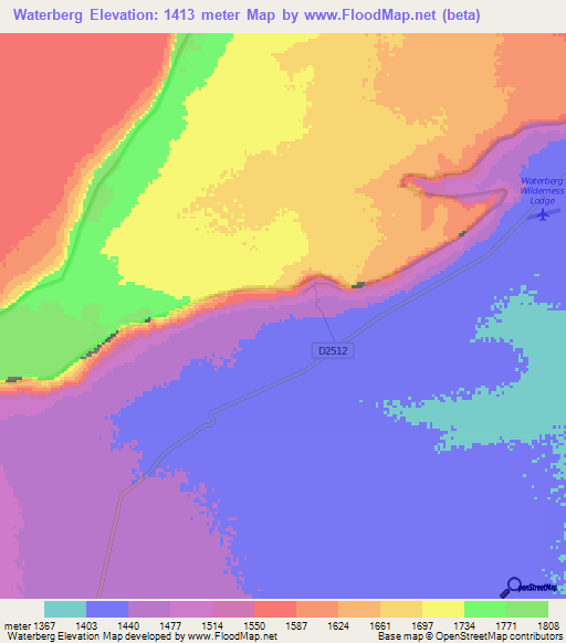 Waterberg,Namibia Elevation Map