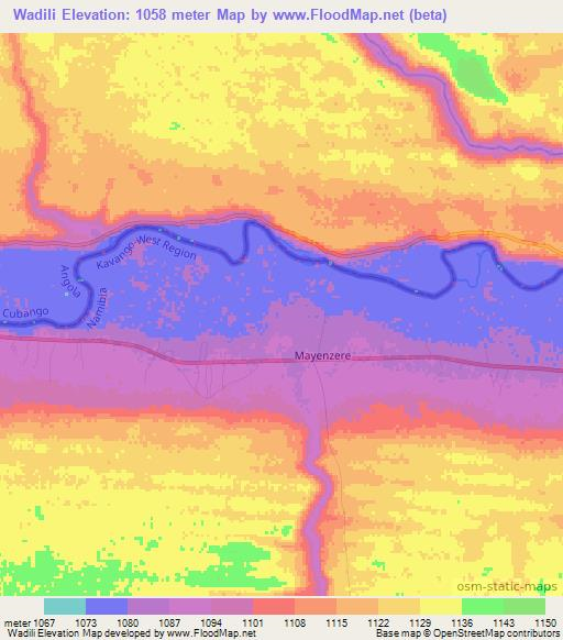 Wadili,Namibia Elevation Map