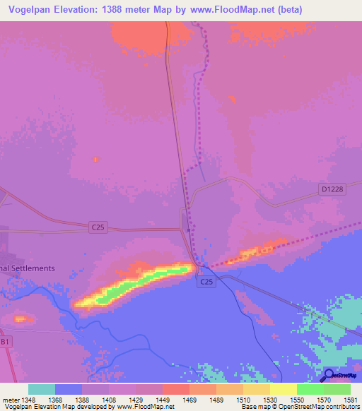 Vogelpan,Namibia Elevation Map