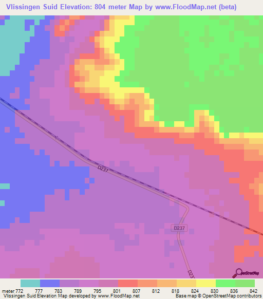 Vlissingen Suid,Namibia Elevation Map