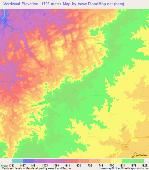 Verdwaal,Namibia Elevation Map