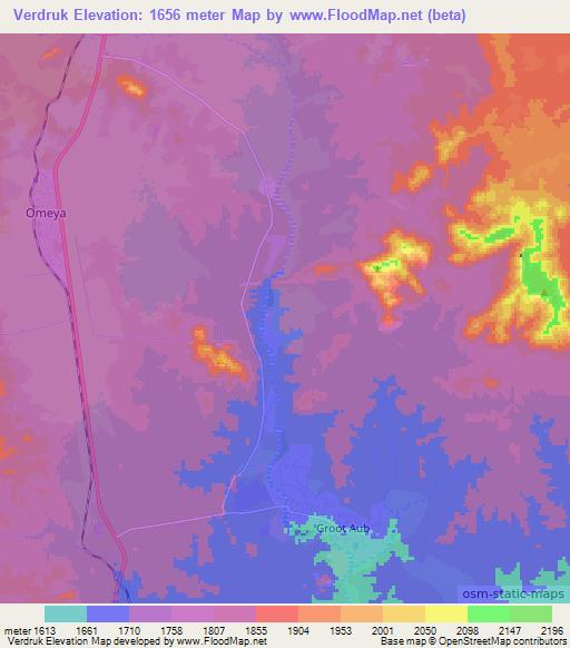 Verdruk,Namibia Elevation Map