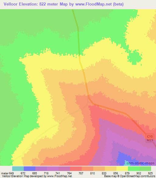 Velloor,Namibia Elevation Map