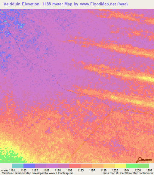 Veldduin,Namibia Elevation Map