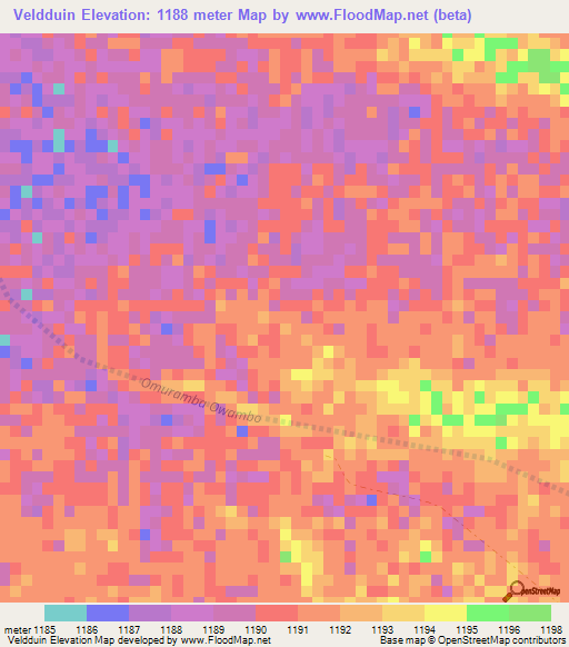 Veldduin,Namibia Elevation Map