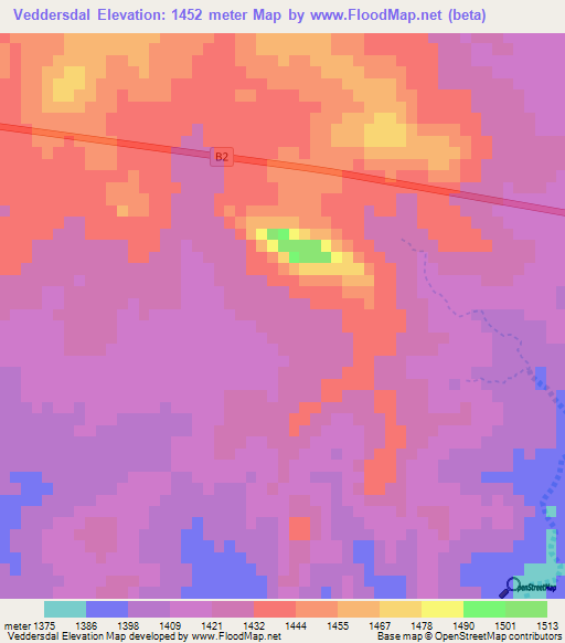 Veddersdal,Namibia Elevation Map