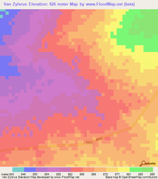 Van Zylsrus,Namibia Elevation Map