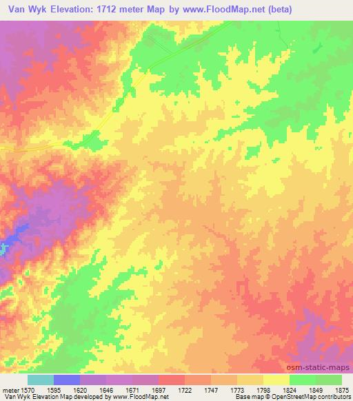 Van Wyk,Namibia Elevation Map