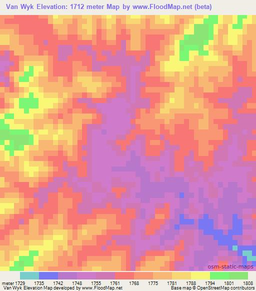 Van Wyk,Namibia Elevation Map