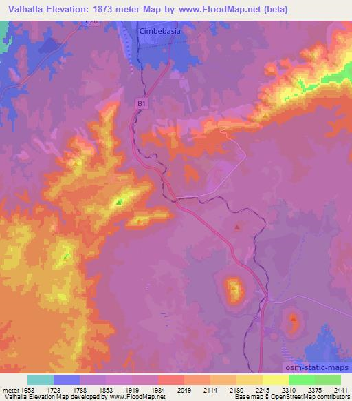 Valhalla,Namibia Elevation Map