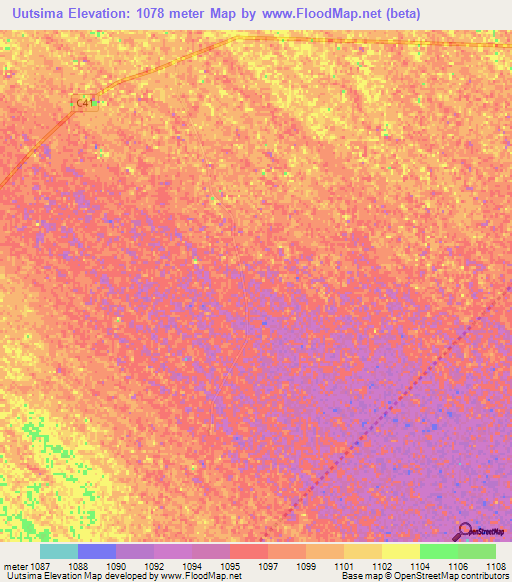 Uutsima,Namibia Elevation Map