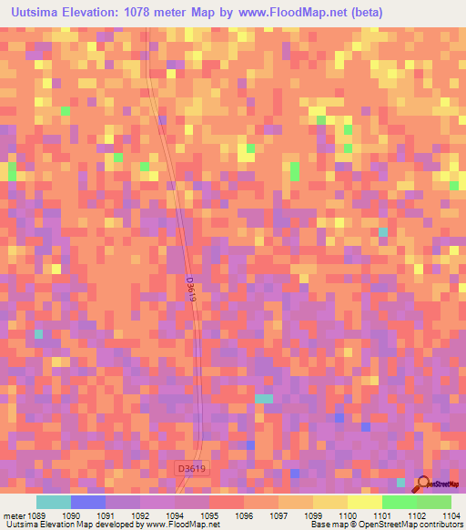 Uutsima,Namibia Elevation Map