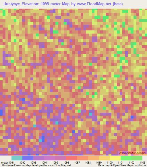Uuntyaye,Namibia Elevation Map