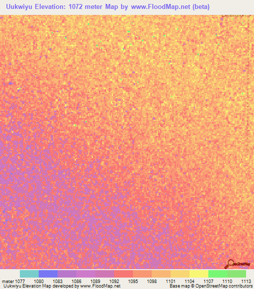 Uukwiyu,Namibia Elevation Map