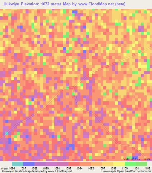 Uukwiyu,Namibia Elevation Map