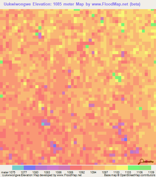 Uukwiwongwe,Namibia Elevation Map
