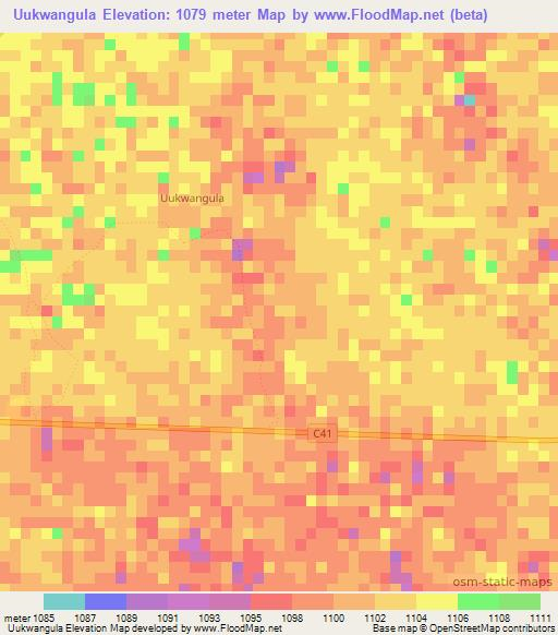 Uukwangula,Namibia Elevation Map