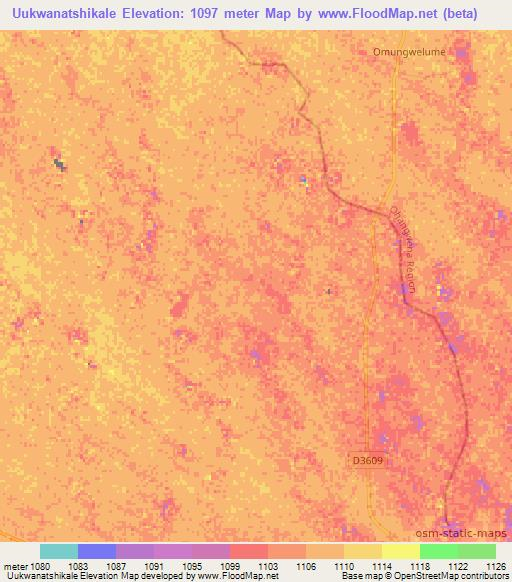 Uukwanatshikale,Namibia Elevation Map