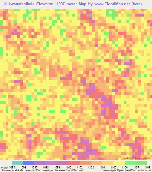 Uukwanatshikale,Namibia Elevation Map