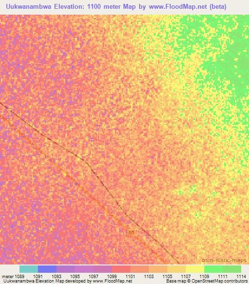 Uukwanambwa,Namibia Elevation Map
