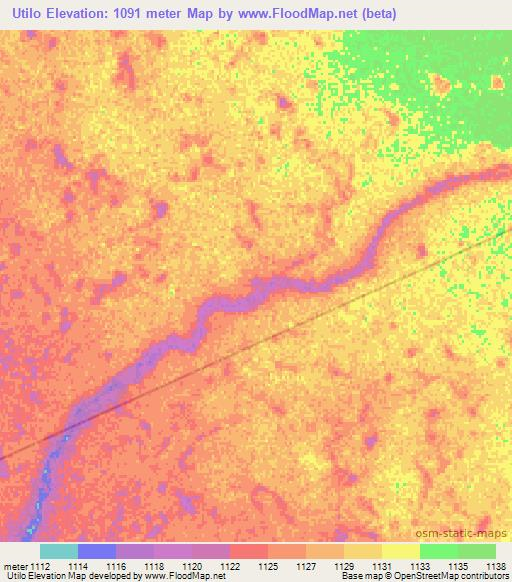 Utilo,Namibia Elevation Map