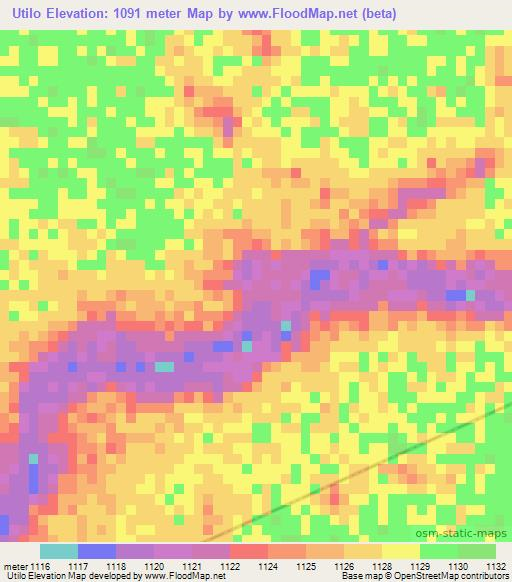 Utilo,Namibia Elevation Map