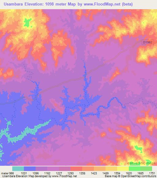 Usambara,Namibia Elevation Map