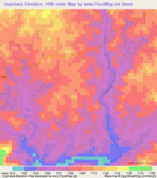 Usambara,Namibia Elevation Map