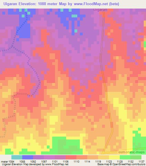 Uigaran,Namibia Elevation Map