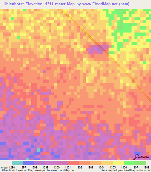 Uhlenhorst,Namibia Elevation Map