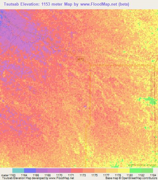 Tsutsab,Namibia Elevation Map