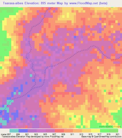 Tsaraxa-aibes,Namibia Elevation Map