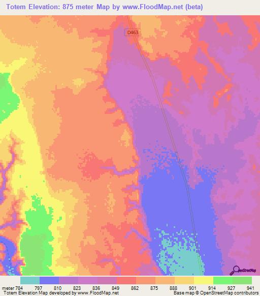 Totem,Namibia Elevation Map