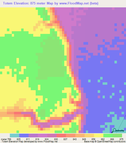 Totem,Namibia Elevation Map