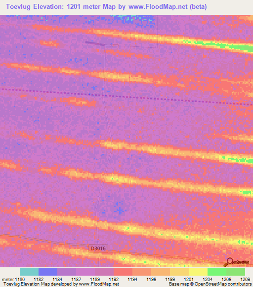 Toevlug,Namibia Elevation Map