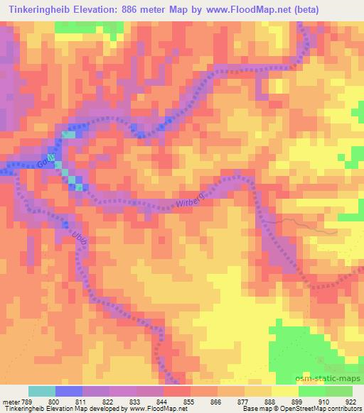 Tinkeringheib,Namibia Elevation Map