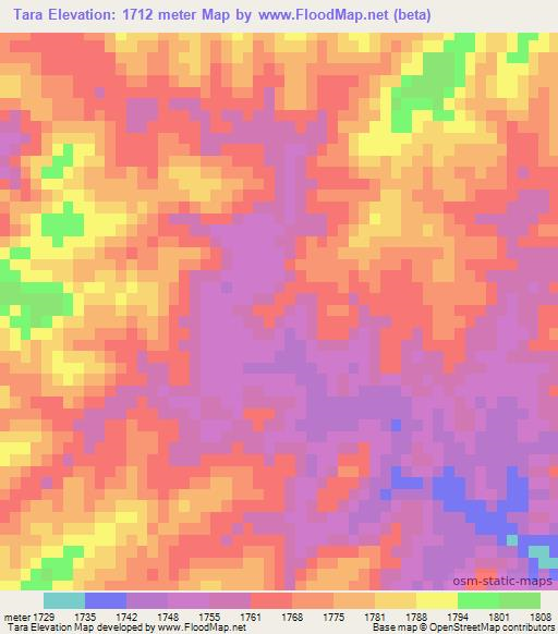 Tara,Namibia Elevation Map
