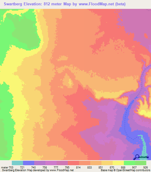 Swartberg,Namibia Elevation Map