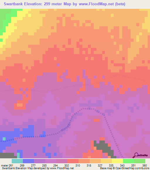 Swartbank,Namibia Elevation Map