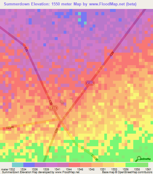 Summerdown,Namibia Elevation Map