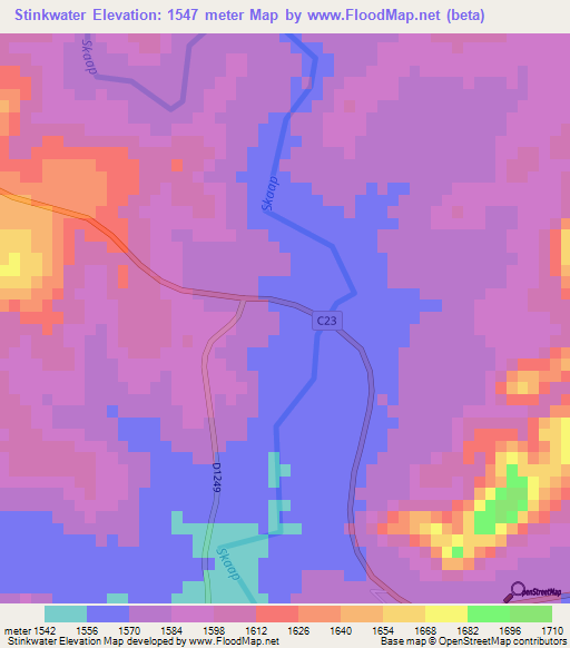 Stinkwater,Namibia Elevation Map