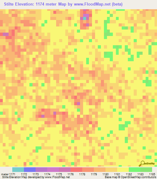 Stilte,Namibia Elevation Map
