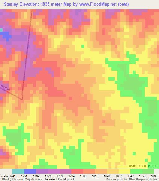 Stanley,Namibia Elevation Map
