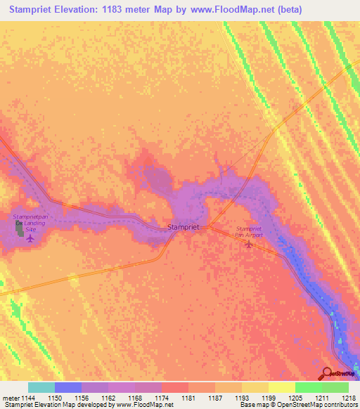Stampriet,Namibia Elevation Map