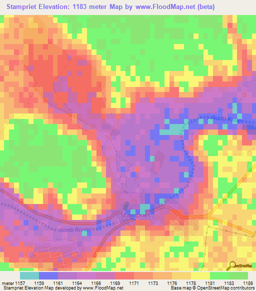 Stampriet,Namibia Elevation Map