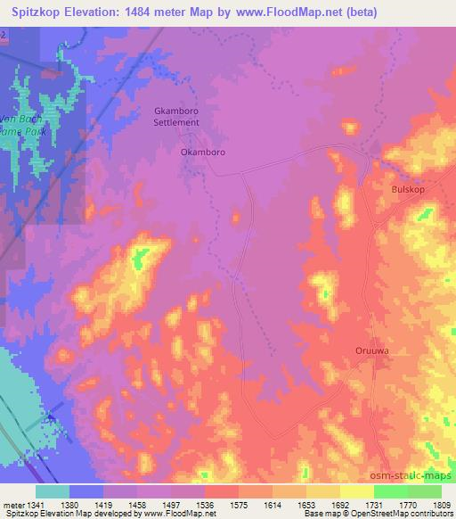 Spitzkop,Namibia Elevation Map