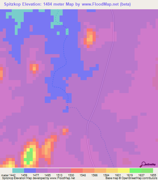 Spitzkop,Namibia Elevation Map