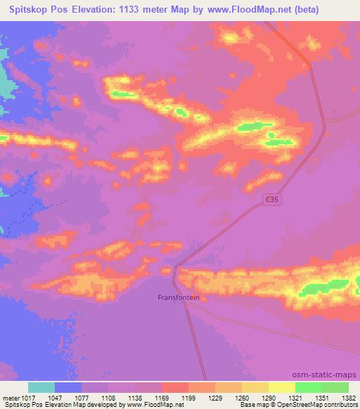Spitskop Pos,Namibia Elevation Map